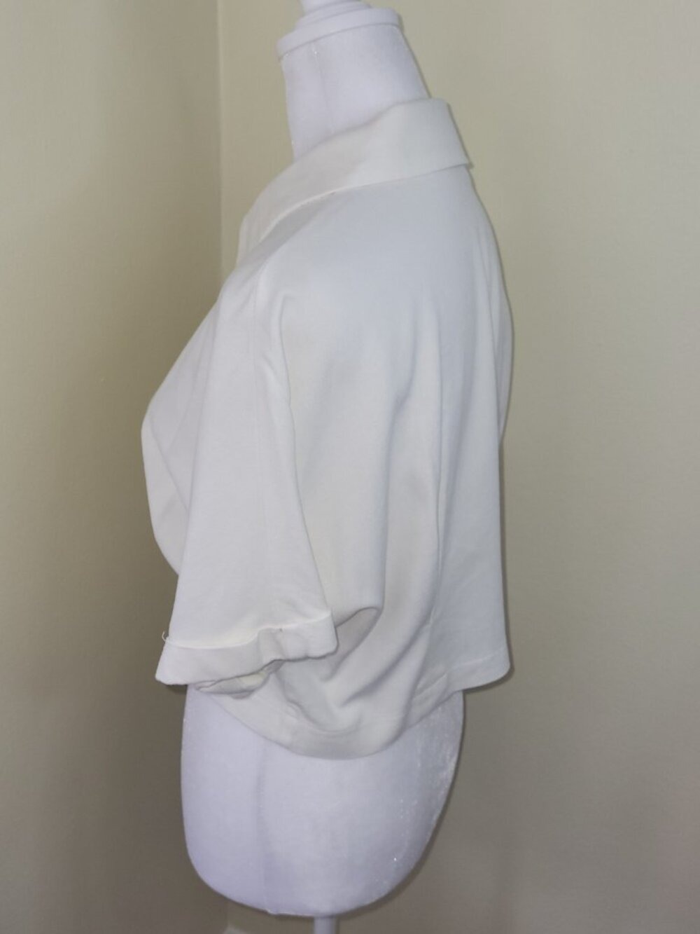 Forever 21 Button Front Crop Top Ivory Short Sleeve Pleated Women's Size M - Picture 4 of 13